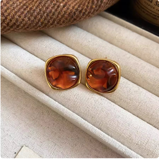 Sophisticated Silver Geometric Irregular Resin Heart Earrings