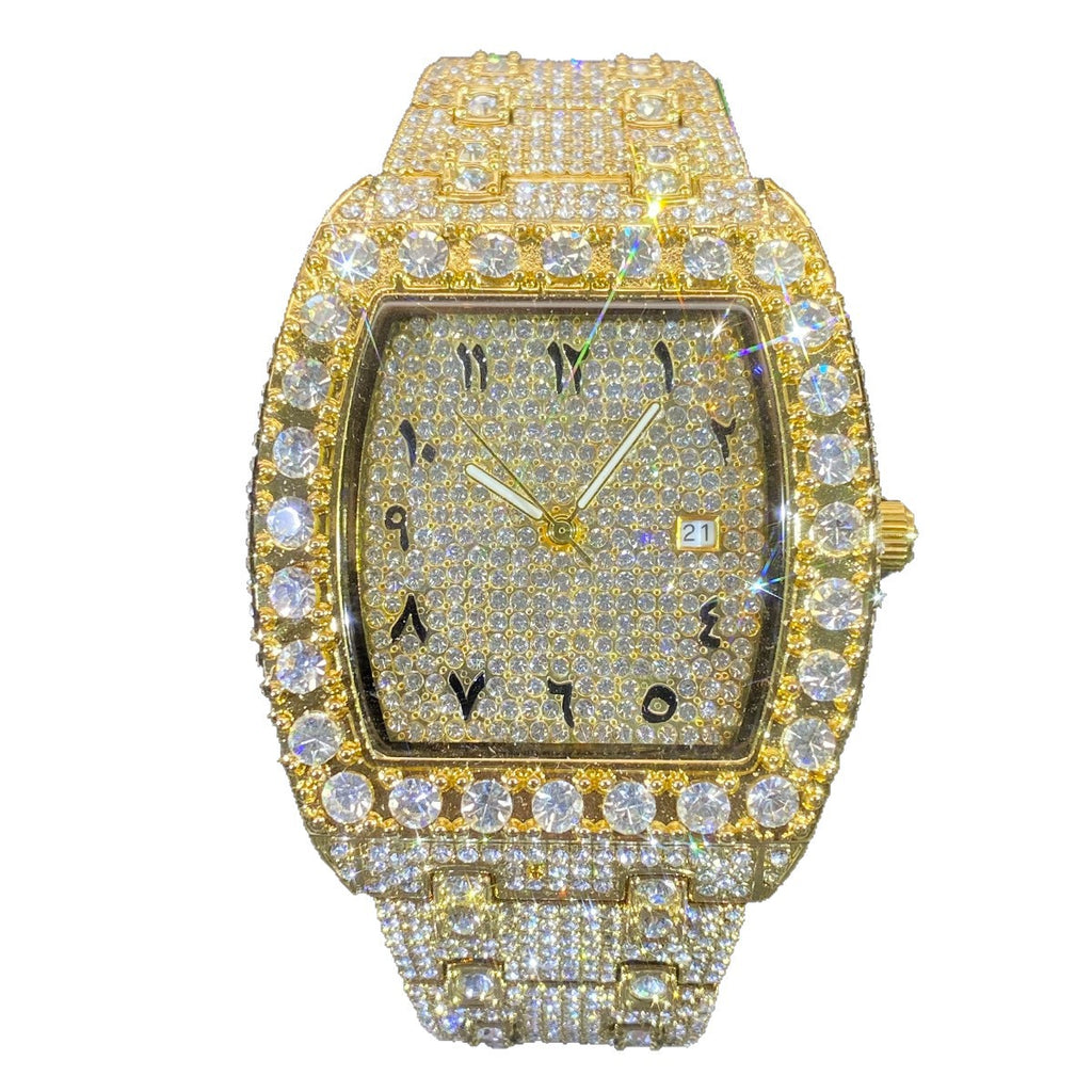 MISS FOX New Hip Hop Men's Brand Full Rhinestone Dating Quartz Watch