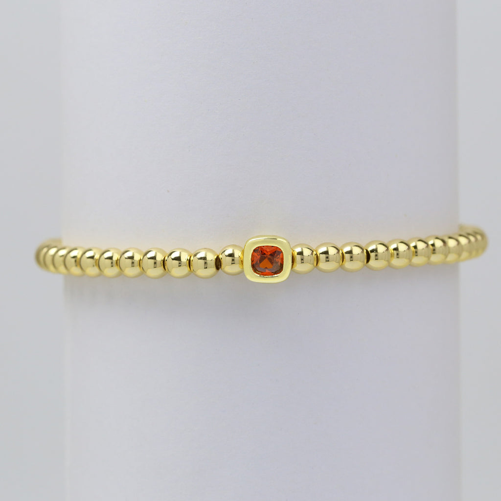 December Square Birthstone Bracelet In Brass