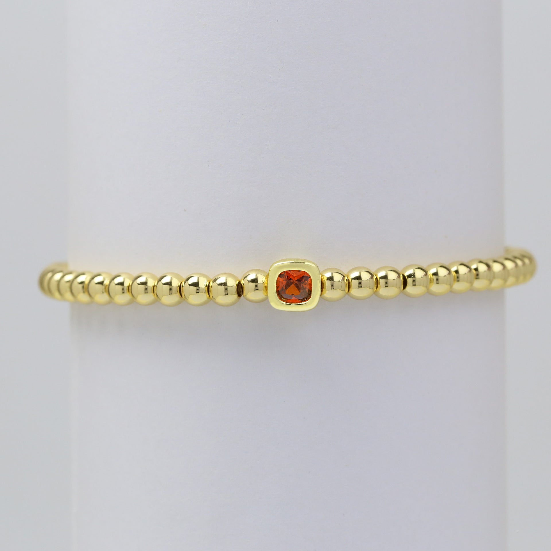 December Square Birthstone Bracelet In Brass