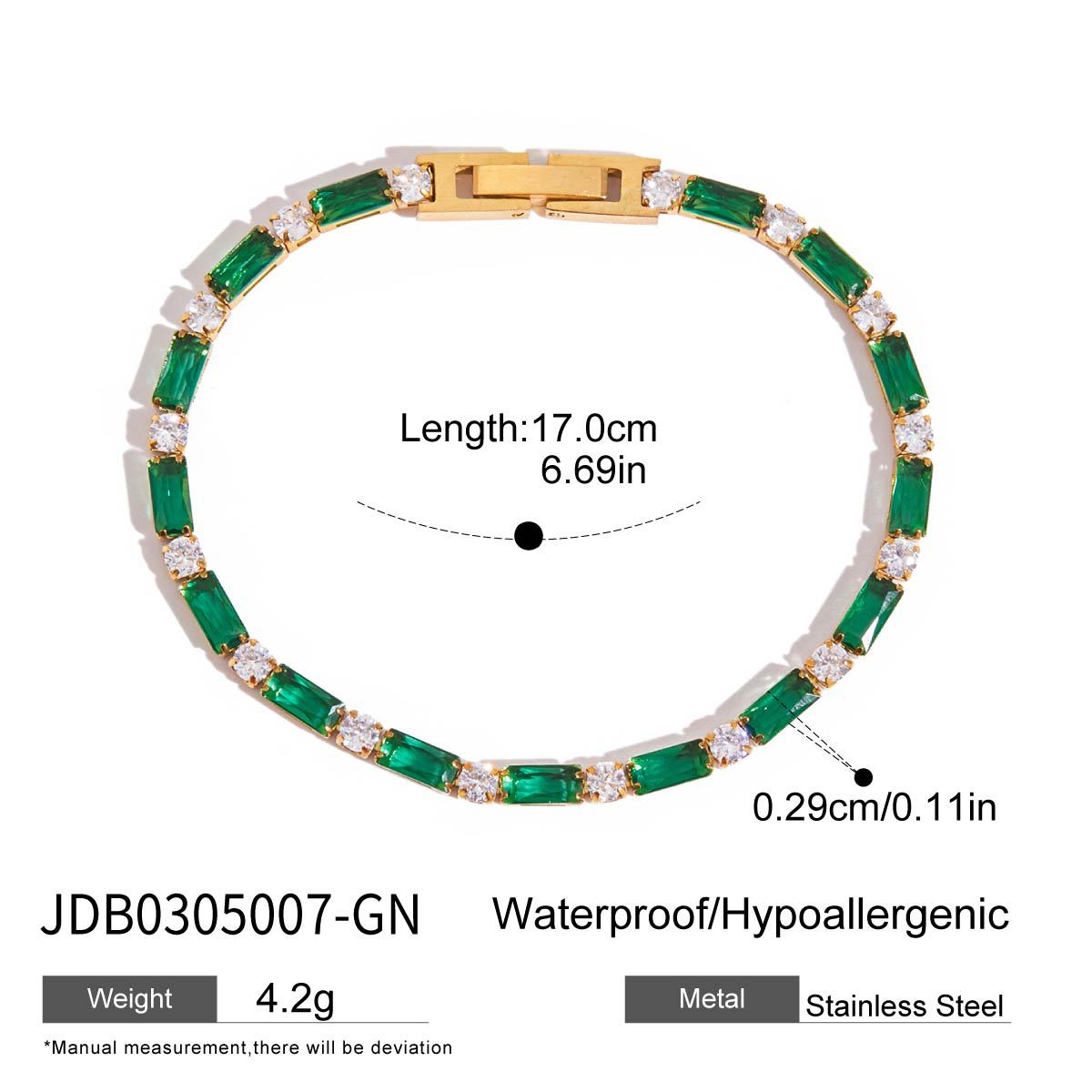 Champagne Gold Light-Luxury Jewelry Green Heart Bracelet