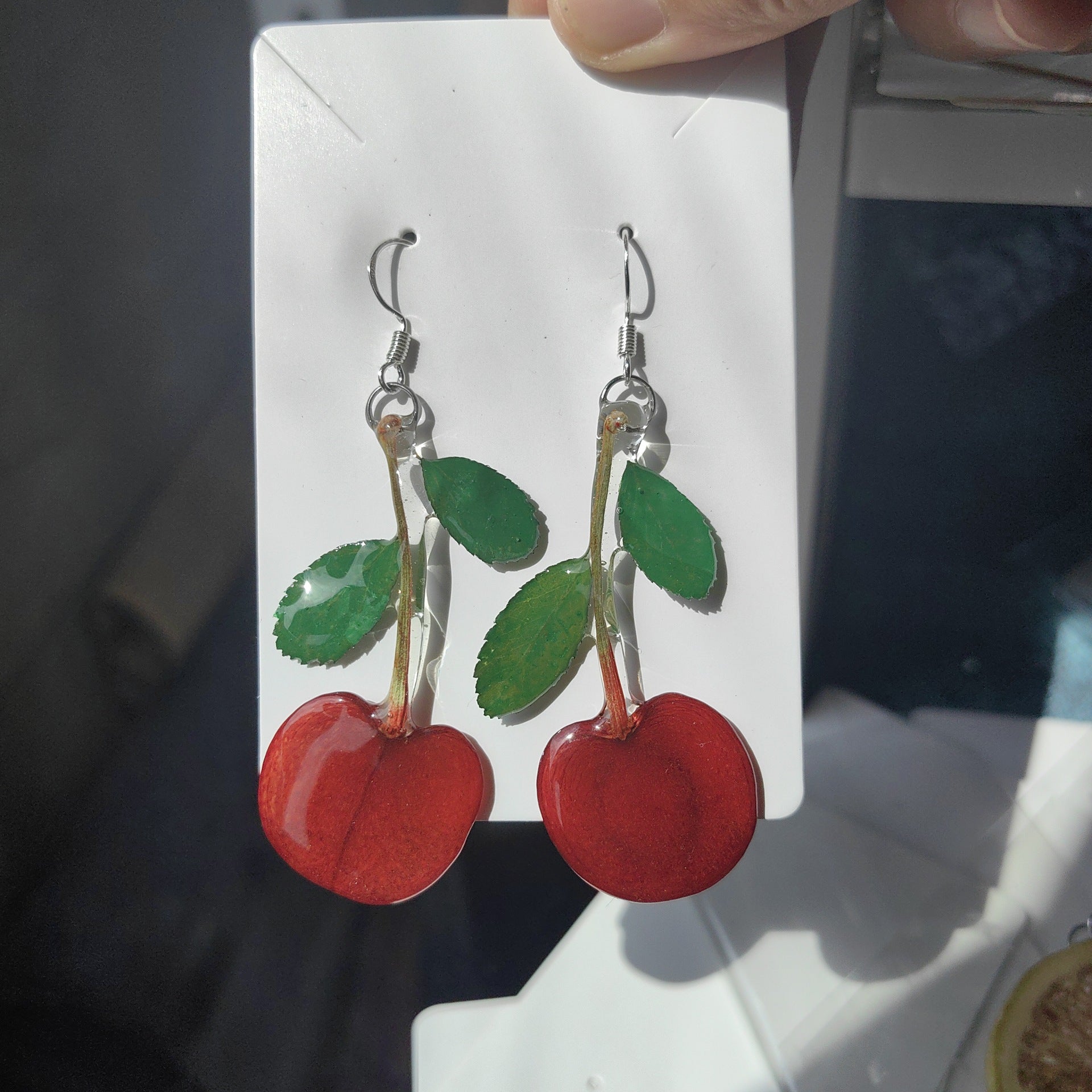 Natural Fruit-Dyed Epoxy Resin Handmade Creative Earrings For Women