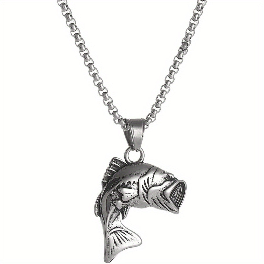 Retro Bigmouth Bass Pendant Necklace