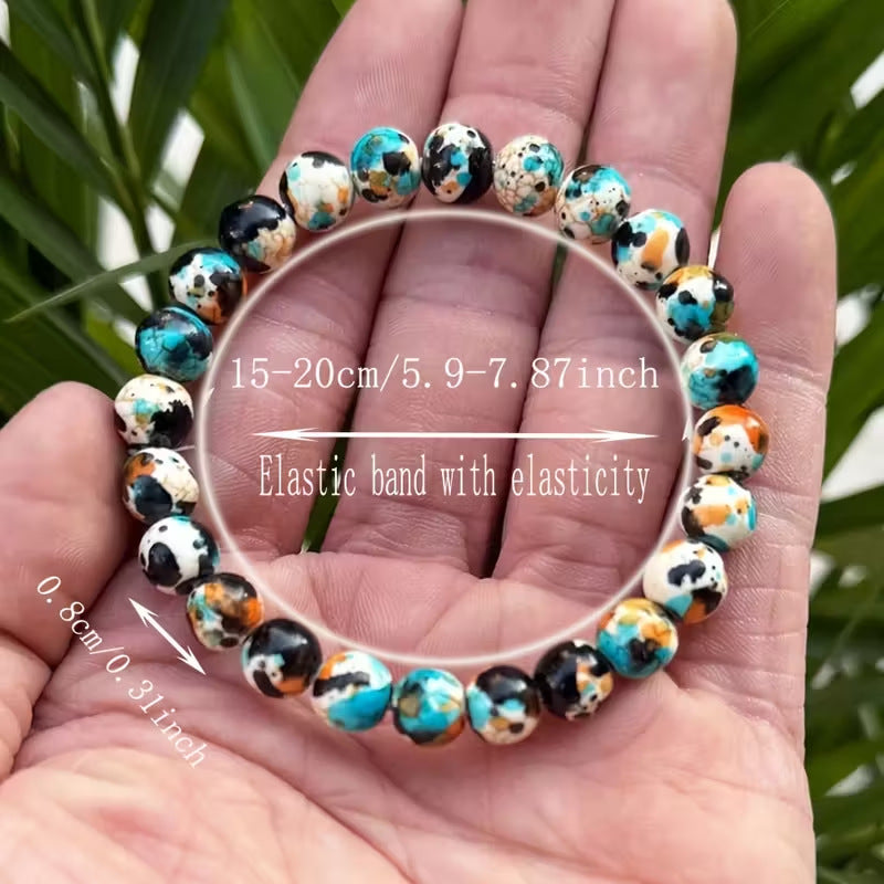 Handmade Elastic Bracelet With Colorful Turquoise Beads