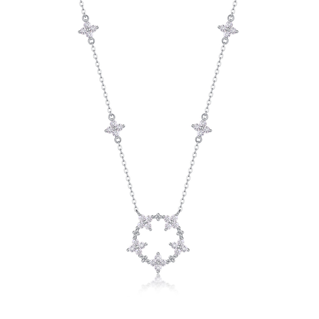 Iris - A Fashionable And Light Luxury Jewelry Pendant Necklace Set With Top-quality Moissanite, S925 Silver Plated Platinum