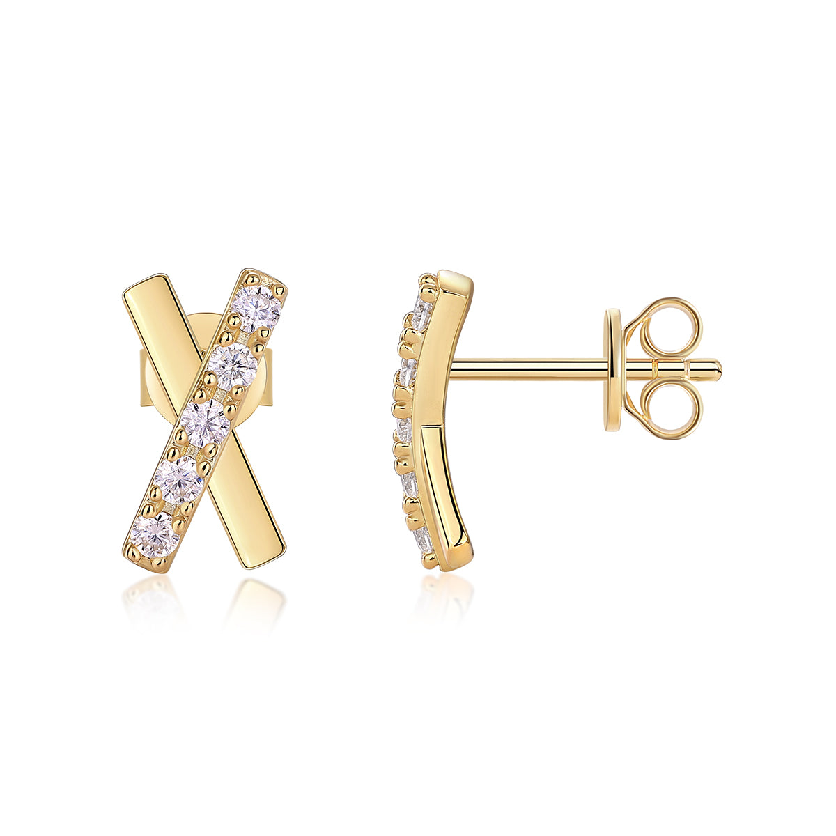 Dream Road - Premium Moissanite Luxury Fashion Light Luxury Jewelry Silver Stud Earrings S925 Silver Electroplated Gold