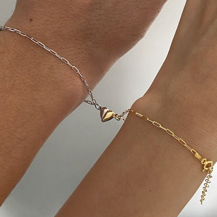 Stainless Steel Heart-Shaped Magnetic Couple Bracelets