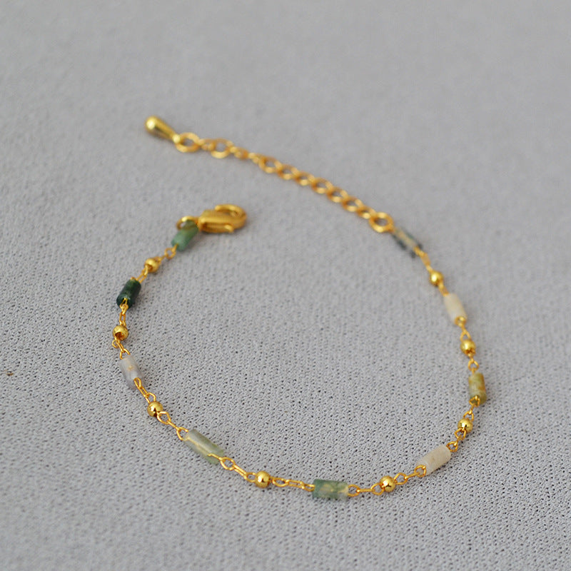 French-style Niche Vintage Refined Chic Minimalist Real Stone Bead Bracelet For Women