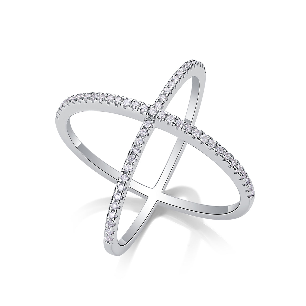 X-shaped Heart Movement - Set With Top-quality Moissanite S925 Silver And Platinum-plated Diamond Wedding Ring. The Golden Color Of The Ring Can Be Tested With A Diamond Pen