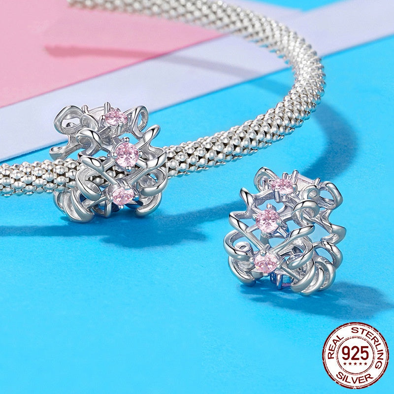 S925 Sterling Silver Bow Spacer Beads Diy Bracelet String Beads