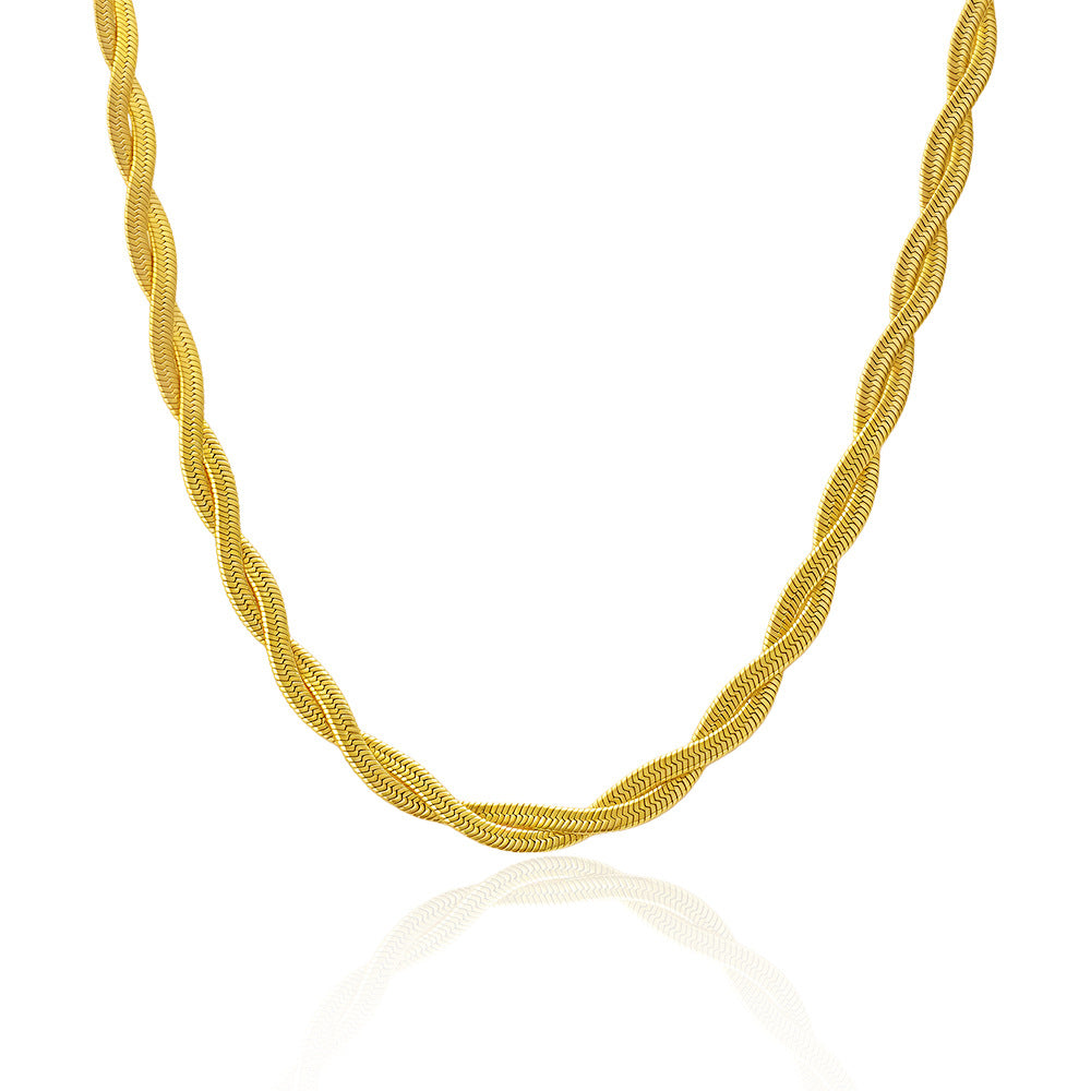 Stylish Braided Wrap Stainless Steel 18K Necklace