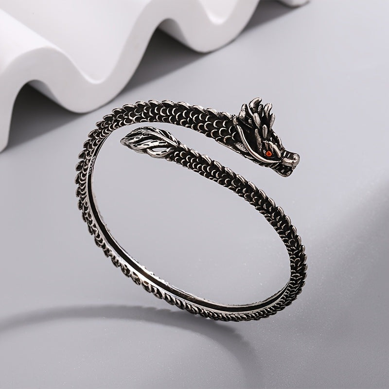 Mens Vintage Distressed Red-Eyed Spirit Snake Bracelet