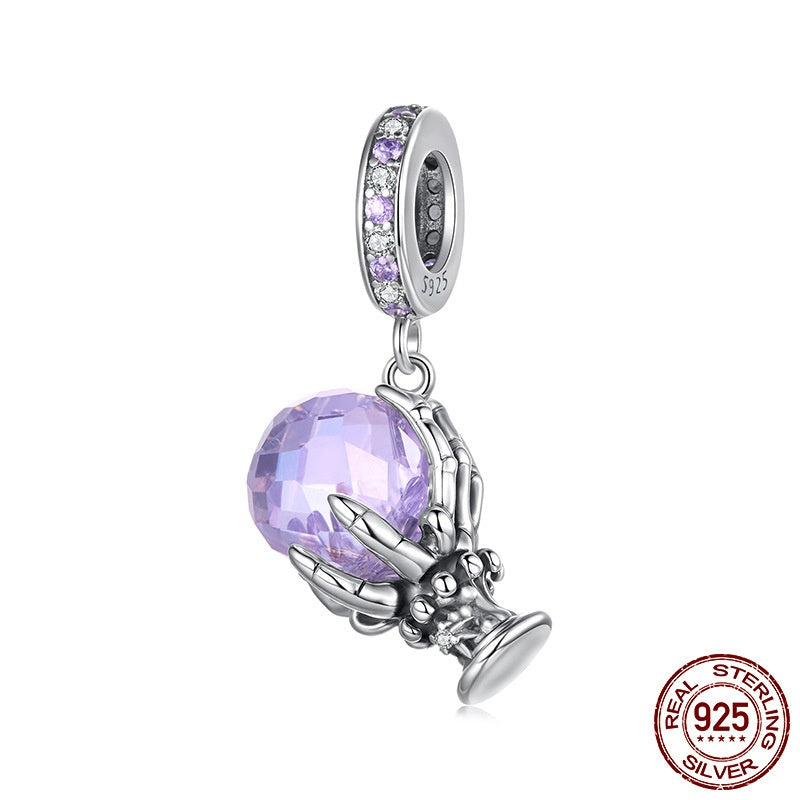Halloween Magic Crystal Pendant Parts Sterling Silver Beads
