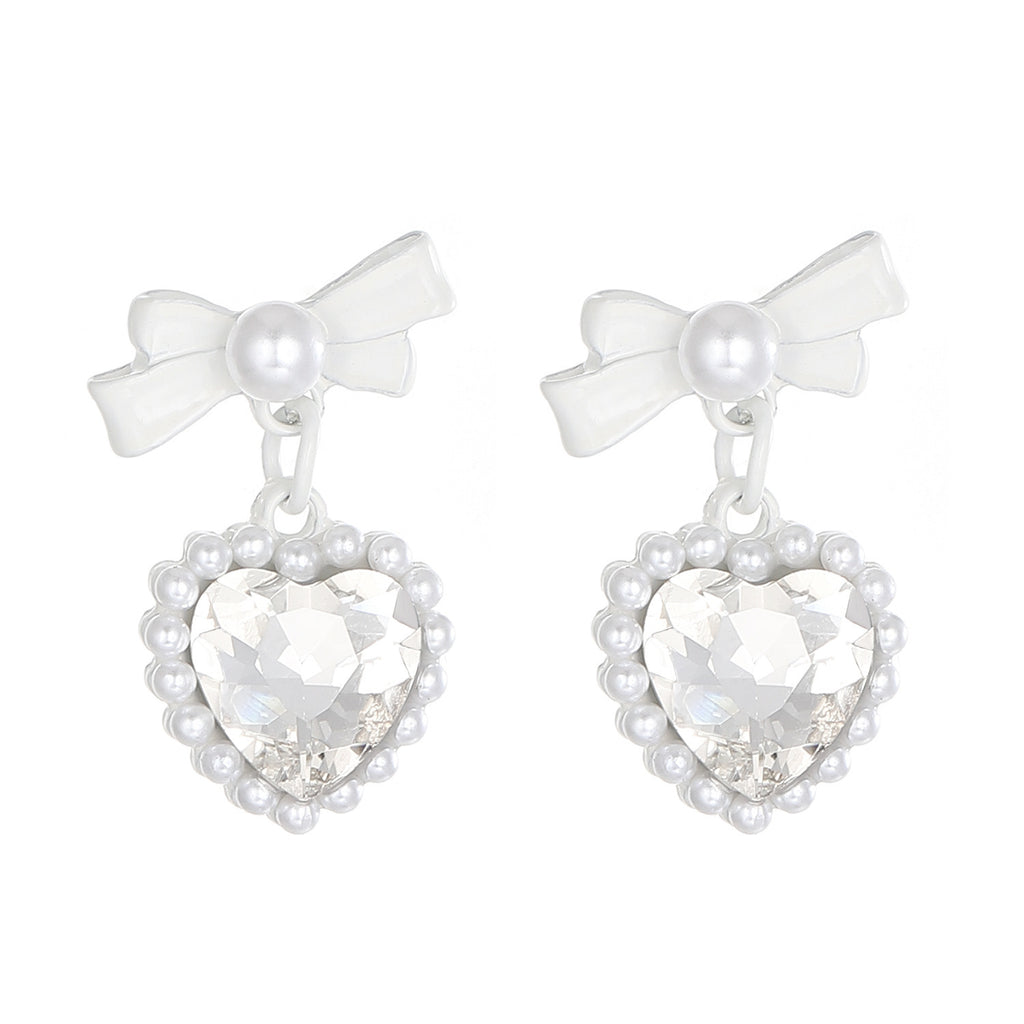 Light-luxury Pearl-embellished Bow Earrings
