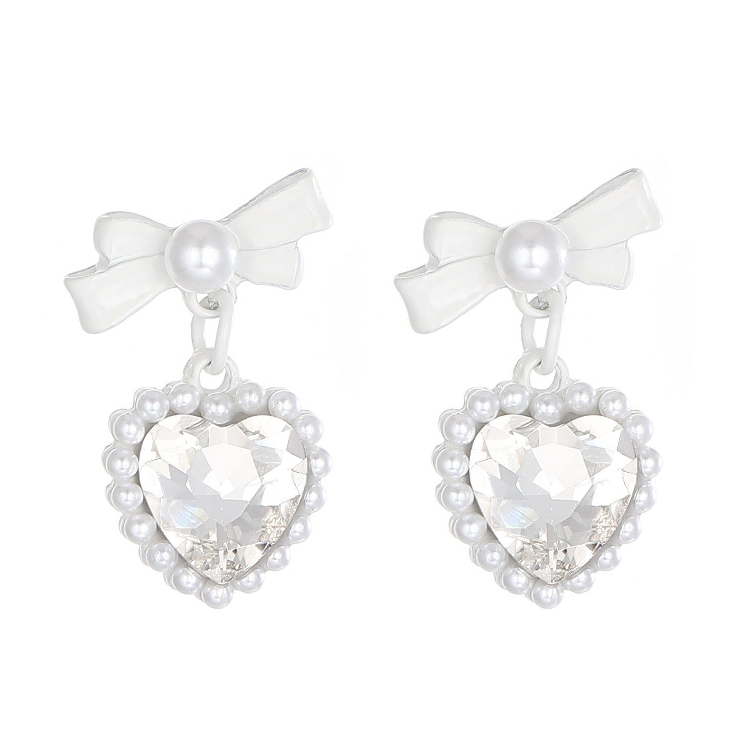 Light-luxury Pearl-embellished Bow Earrings
