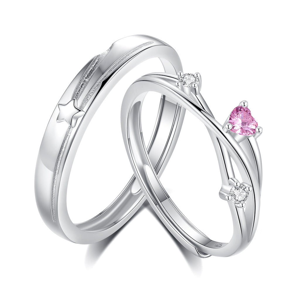 S925 Silver Ring For Women  Versatile Heart Shaped Diamond Band