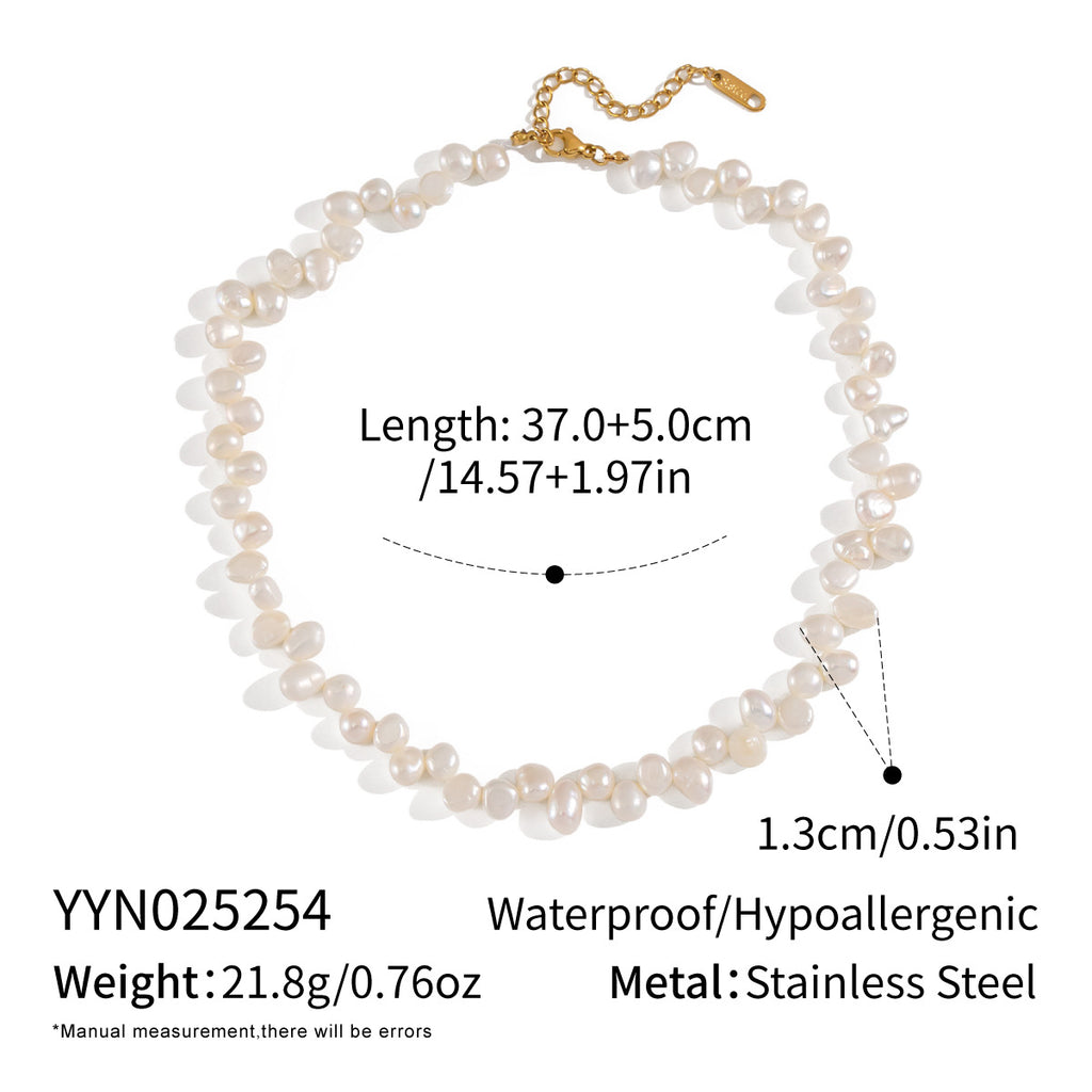 Retro Natural Baroque Freshwater Pearl Beaded Necklace