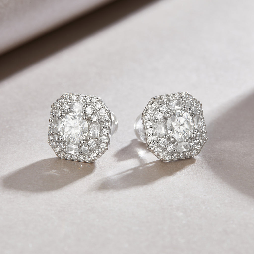 Winter Afternoon - Fashionable And Trendy Earrings Set With 0.5-carat Top-quality Moissanite S925 Silver And Platinum-plated Stud Earrings Can Be Tested With A Diamond Pen