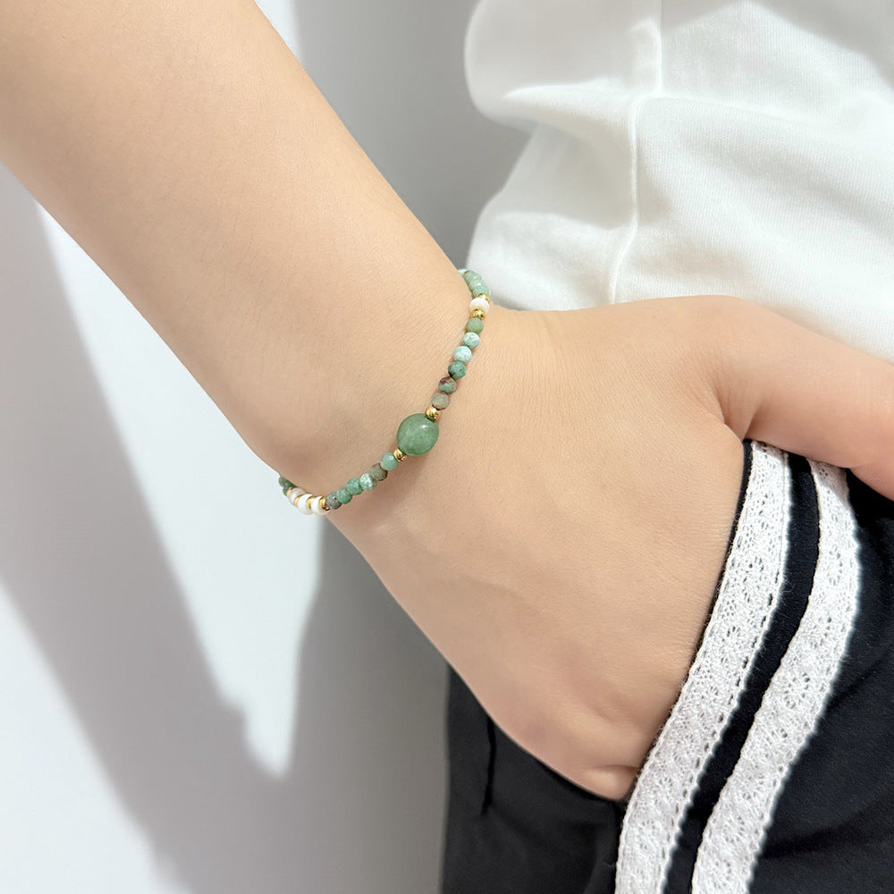 Glass Crystal And Colorful Natural Stone Bead Bracelet