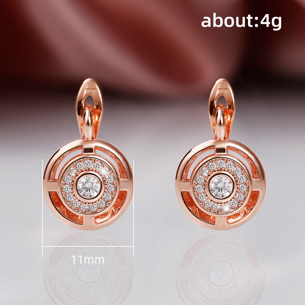 Fashion Round Rhinestones Earrings Women's Creative Hollow Earring Bride Wedding Jewelry