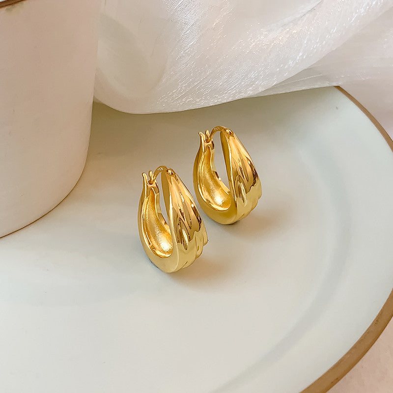 Golden Earrings Bold Light-luxury And Uniquely Stylish French-style Vintage Stud Earrings
