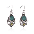 Bohemian Style Ear Jewelry Teal Turquoise Pendant Royal Vintage Openwork Carved Ear Hooks