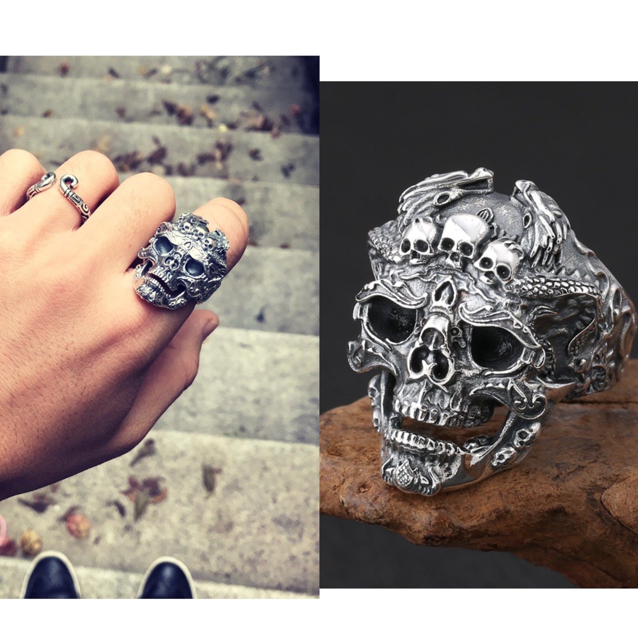 Vintage Vintage Men's Niche Adjustable Ring With An Open Mouth