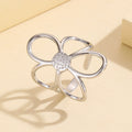 Stylish Versatile Hollow Flower Open Stainless Steel Ring