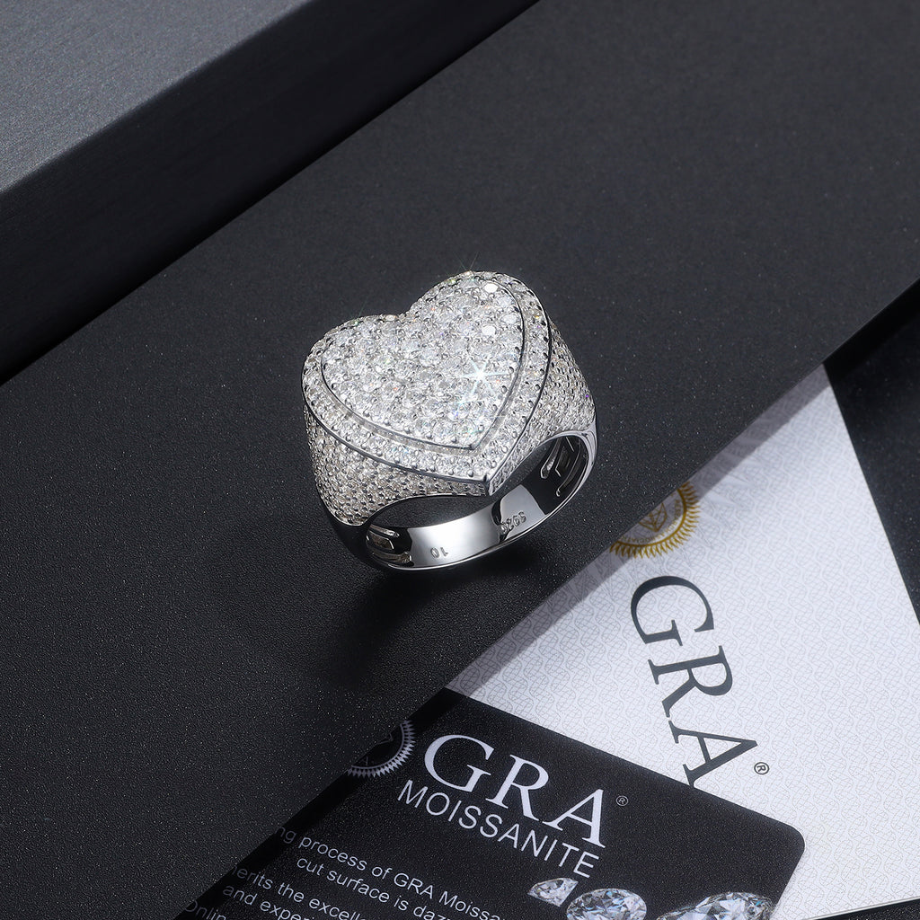 Men's Luxury And Fashionable Light Luxury Jewelry Silver Ring S925 Silver-plated Platinum Set With Top-quality Moissanite