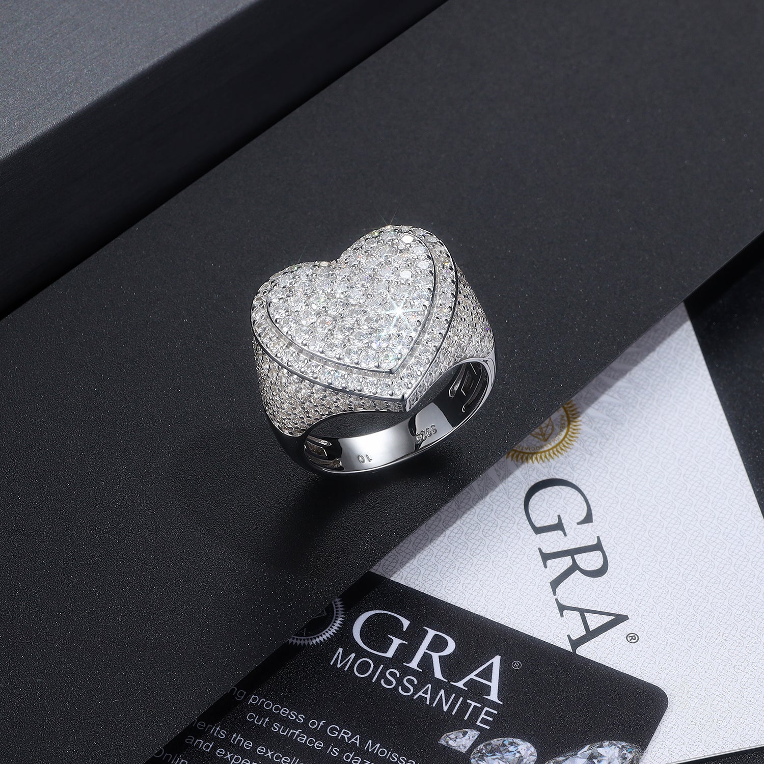 Men's Luxury And Fashionable Light Luxury Jewelry Silver Ring S925 Silver-plated Platinum Set With Top-quality Moissanite