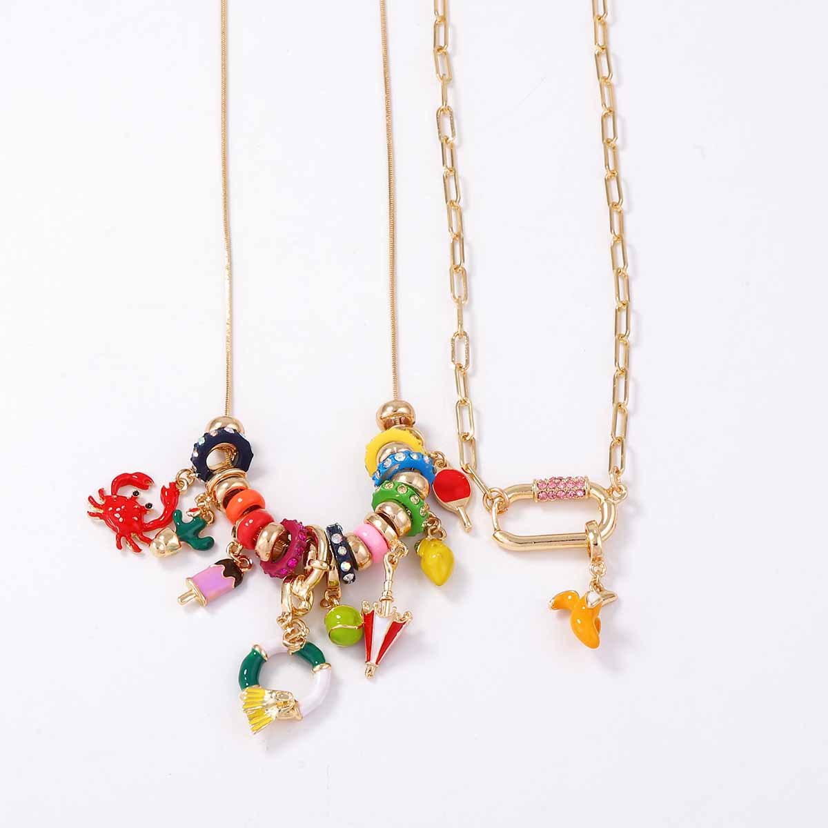Fresh And Sweet Alloy Multi Element Pendant Double Layer Layered Necklace For Women
