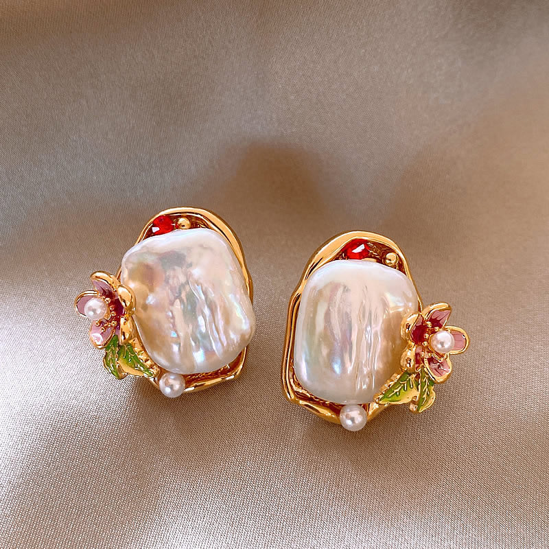 Oil-Painted Style Irregular Pearl Earrings