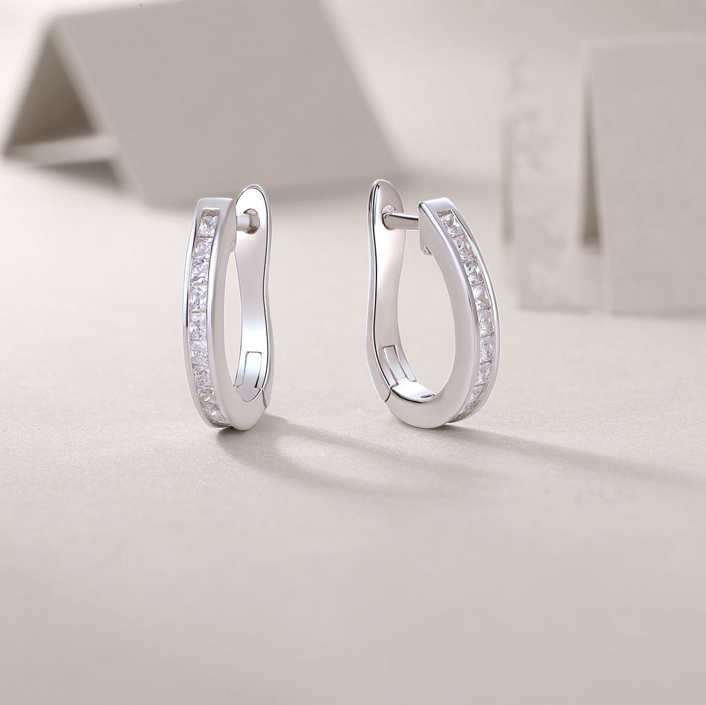 Touch The Tenderness - Earrings Set With Top-quality Moissanite S925 Silver And Platinum-plated Stud Earrings, A Fashionable And Trendy Accessory, Can Be Tested With A Diamond Pen
