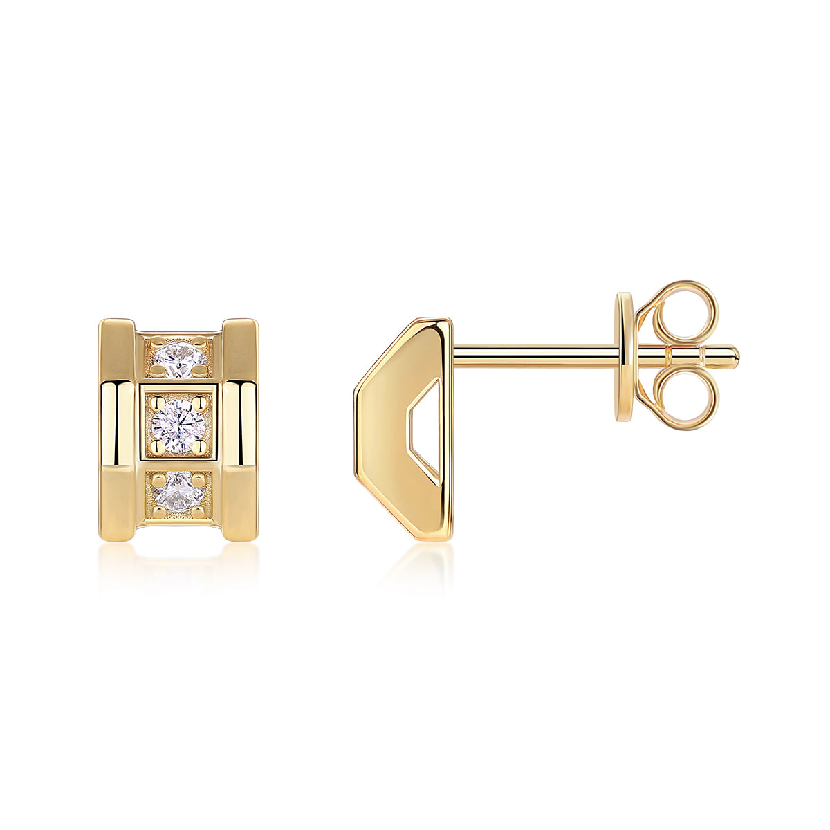 Geometric Heart - Premium Moissanite Luxury Fashion Light Luxury Jewelry Silver Stud Earrings S925 Silver Electroplated Gold