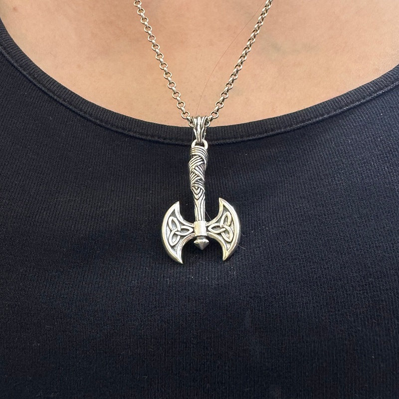 Pure Silver Viking Axe Pendant Unique Niche
