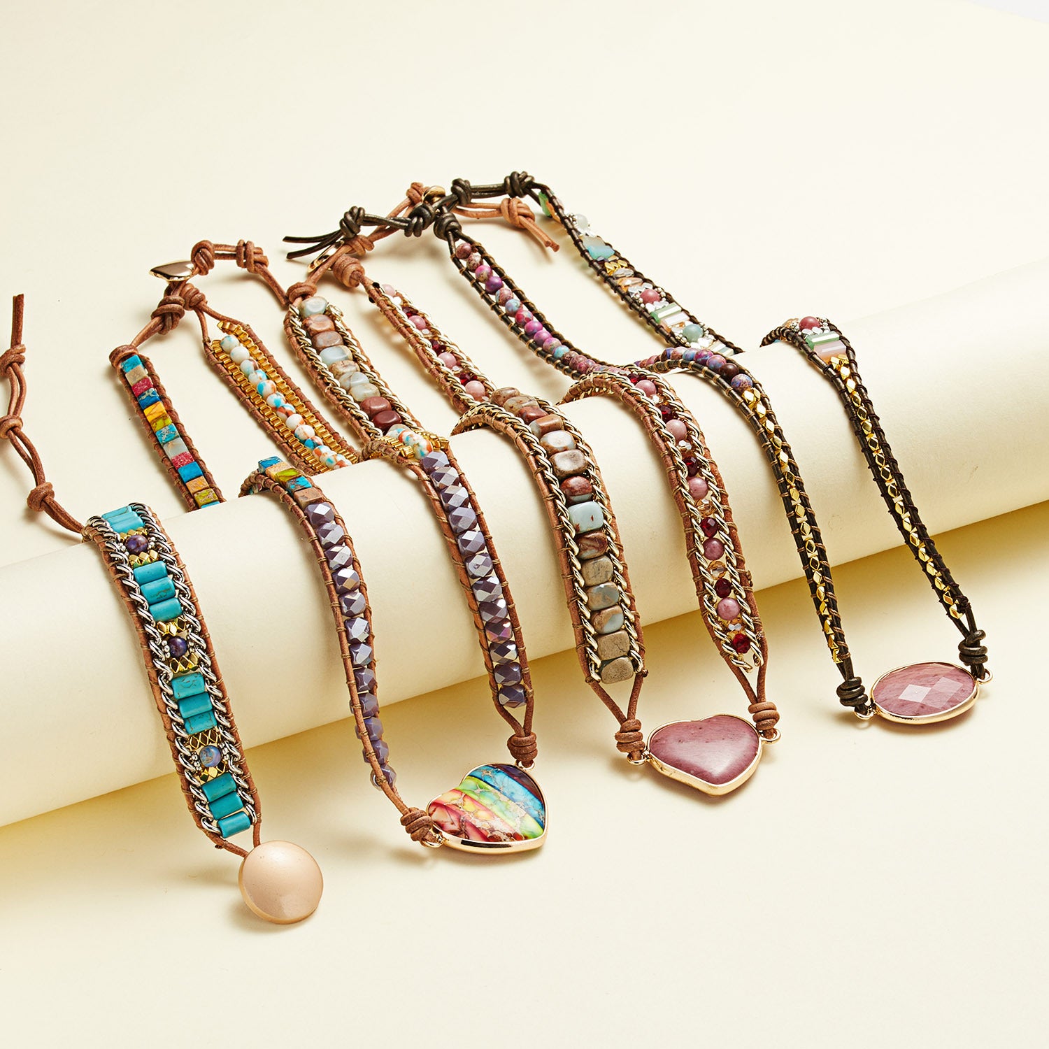 Crystal Metal 3-layer Wrapped Bracelet