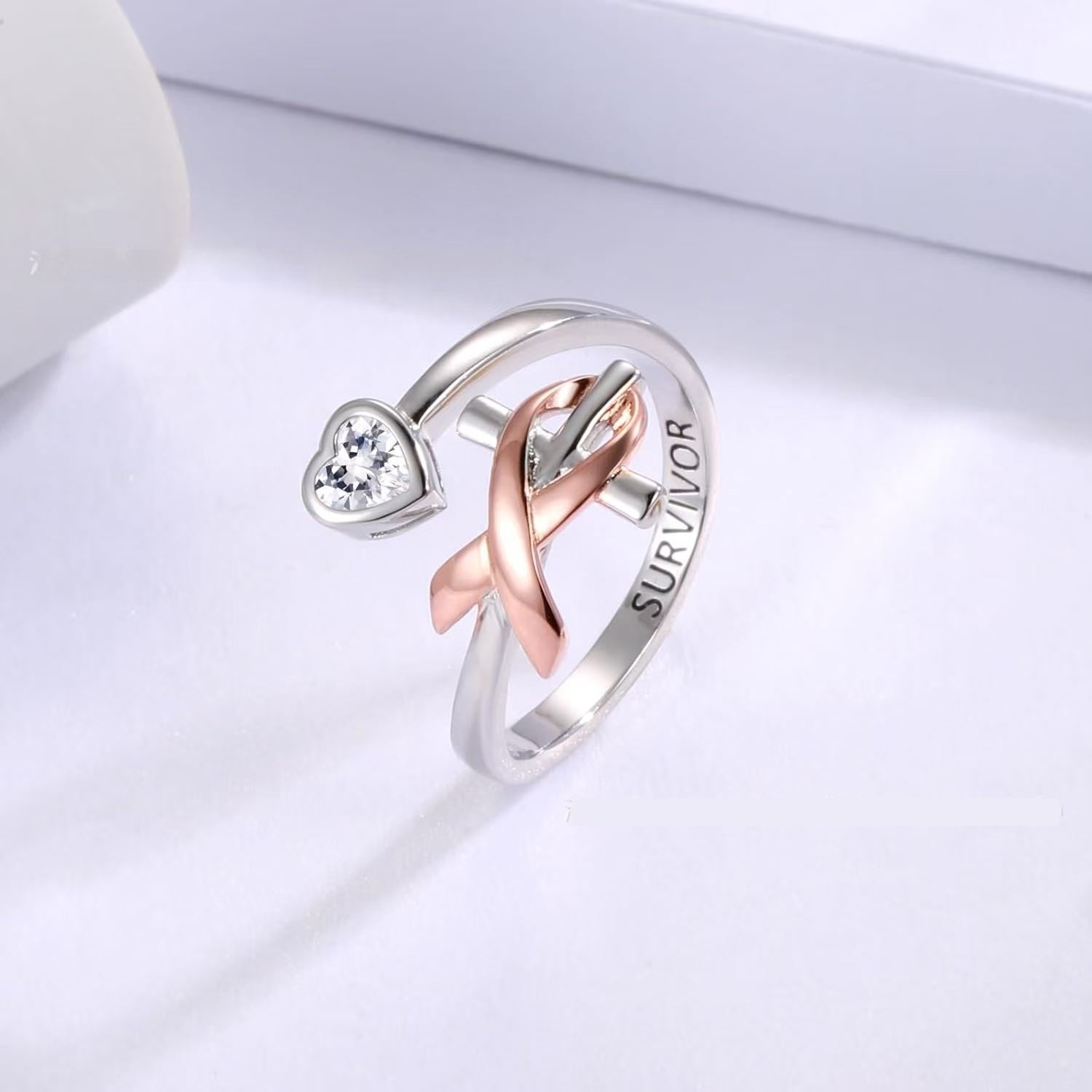 Sterling Silver Heart Shaped Zircon Fashionable Light Luxury Ring