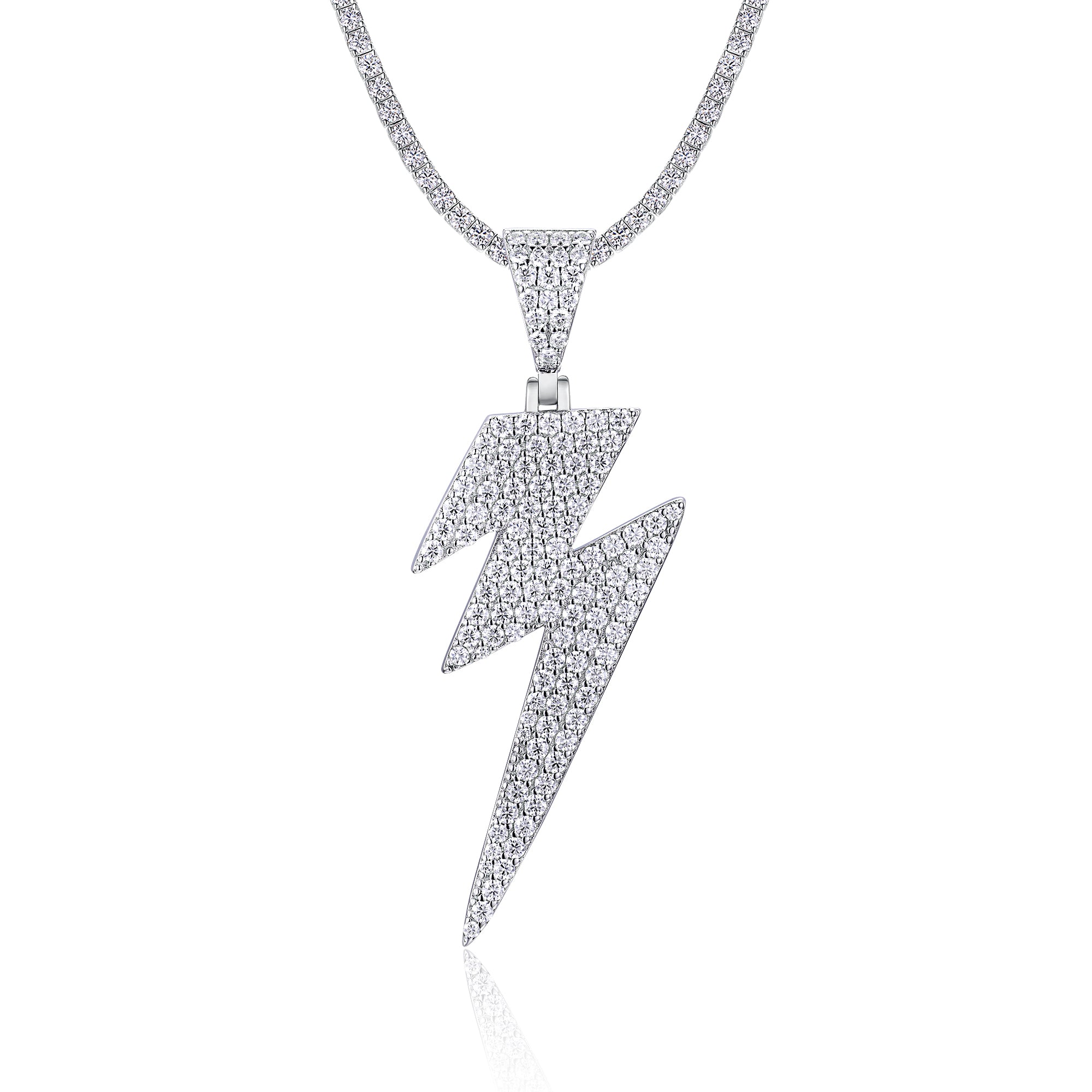 Lightning - A Fashionable And Trendy Necklace Pendant Set With Top-quality Moissanite S925, Silver And Platinum-plated, Can Be Tested With A Diamond Pen
