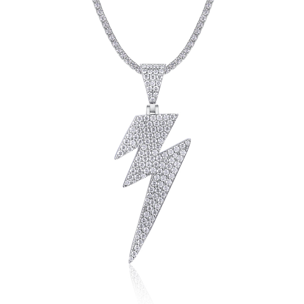 Lightning - A Fashionable And Trendy Necklace Pendant Set With Top-quality Moissanite S925, Silver And Platinum-plated, Can Be Tested With A Diamond Pen