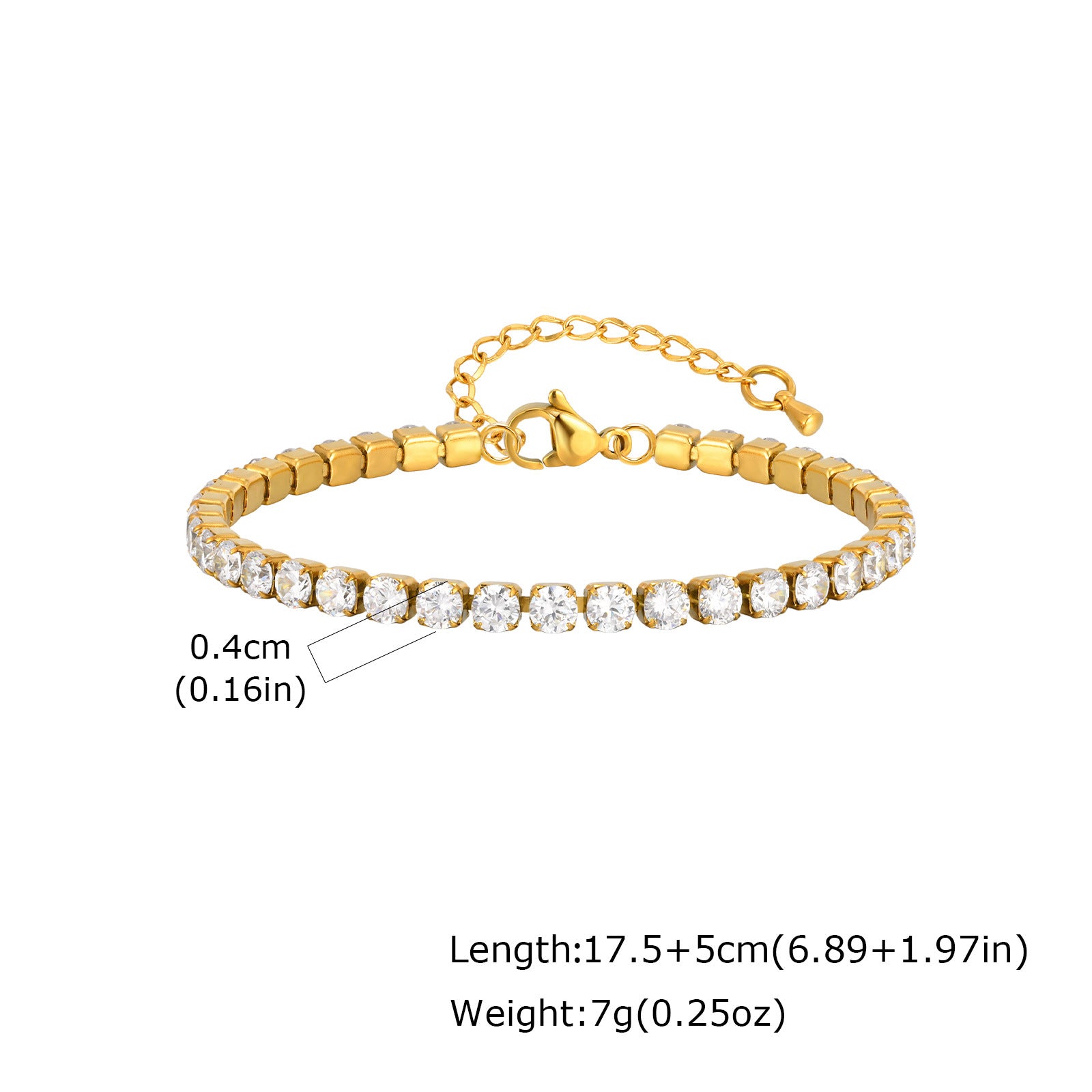 Stainless Steel Zirconia Chain Tennis Bracelet
