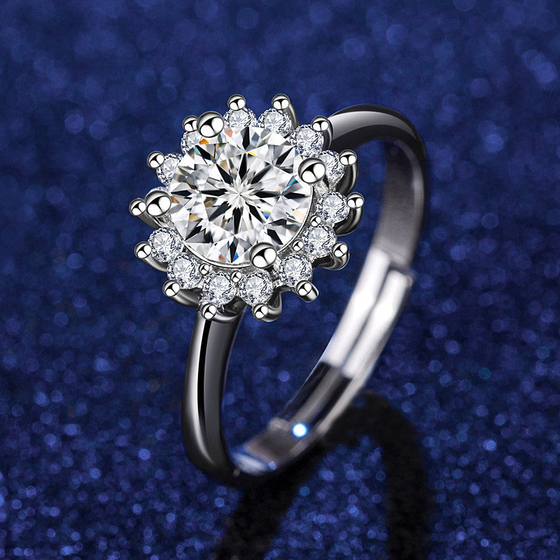 Womens Fashionable Casual Sunflower Adjustable Ring