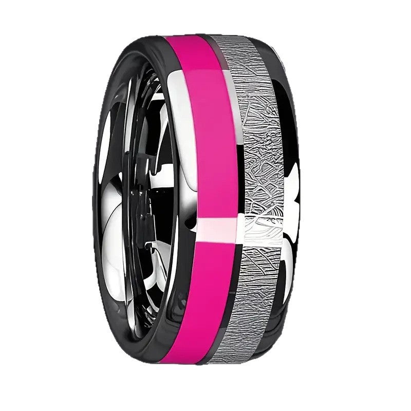 8mm Stainless Steel Ring Inlaid Stickers Men's And Women's Same Ring