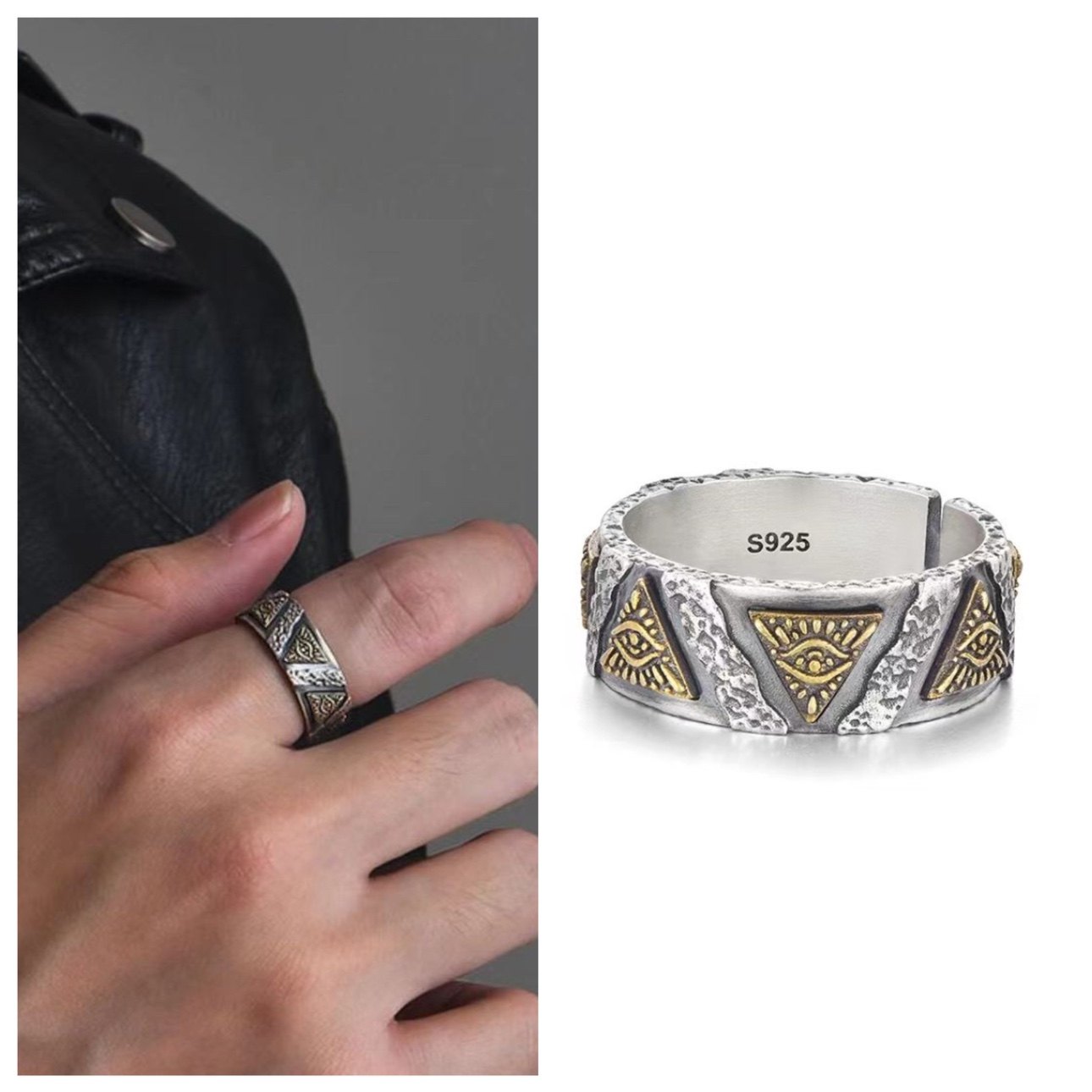 Vintage Vintage Men's Niche Adjustable Ring With An Open Mouth