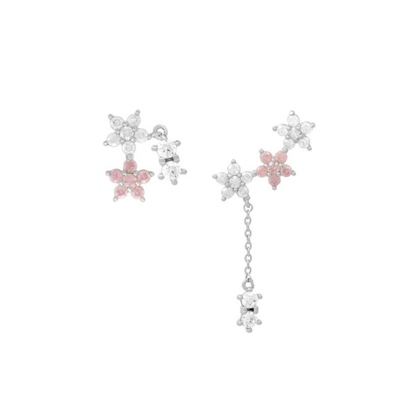 Korean-style Elegant Flower And Willow Leaf Stud Earrings Creative Long Design