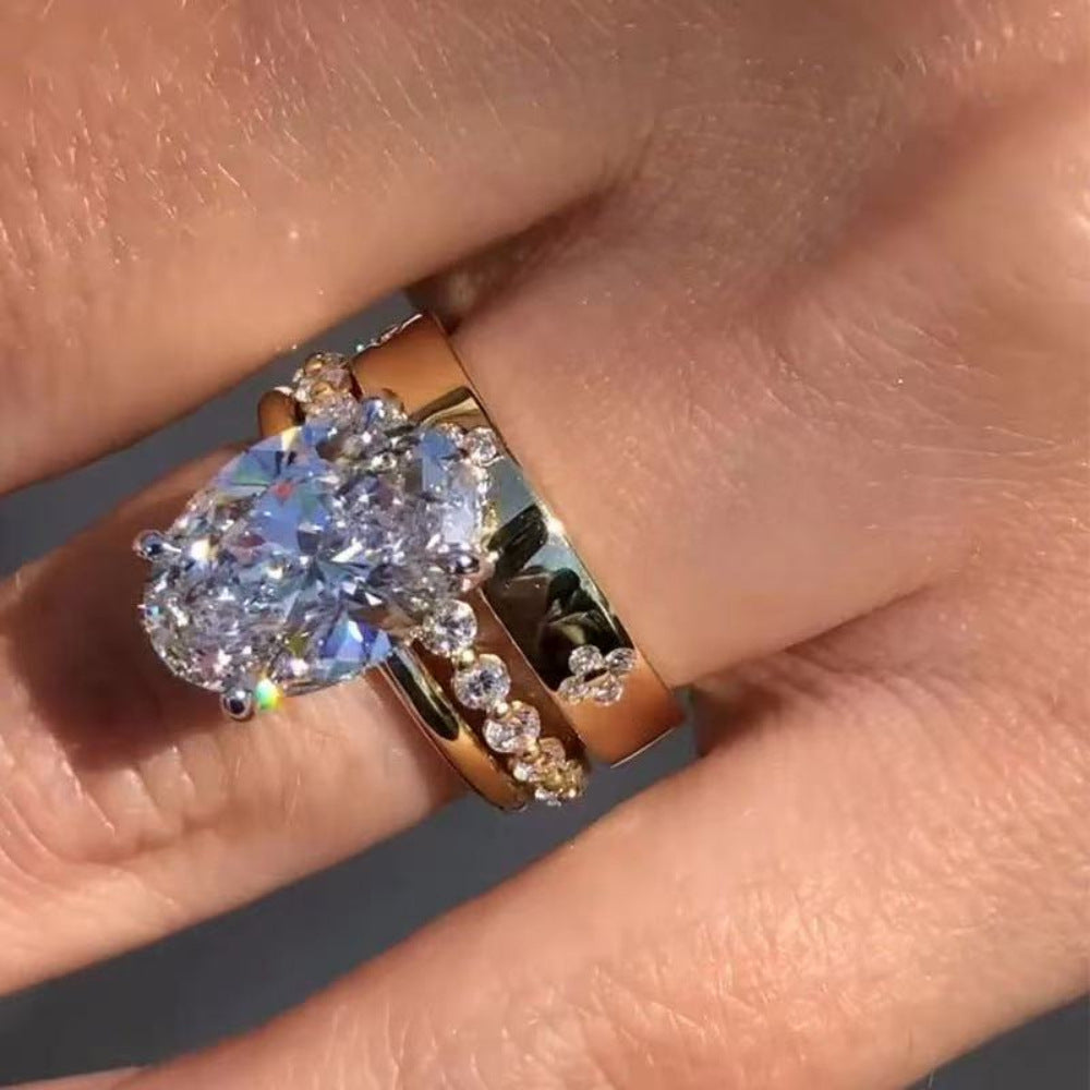 New Luxury Micro-pave Zircon Ring Set