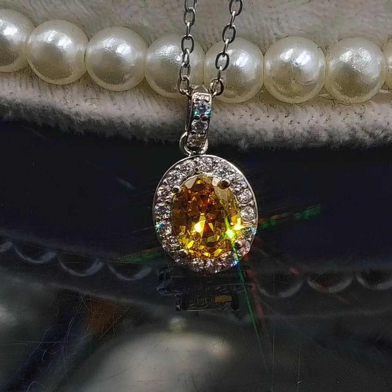 Mozanite-inspired Dove-egg Necklace With An Oval Shape