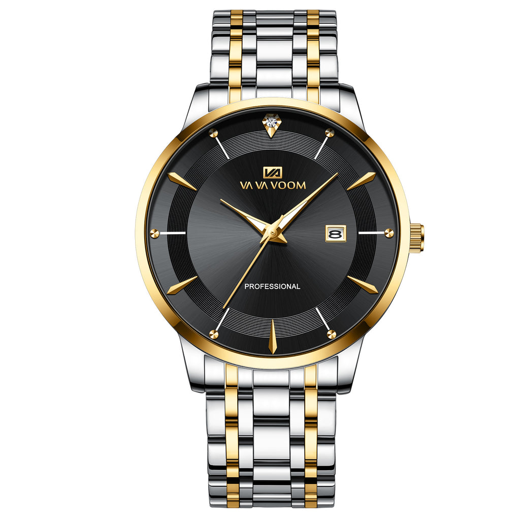 Men's Business Waterproof Stainless Steel Calendar Watch