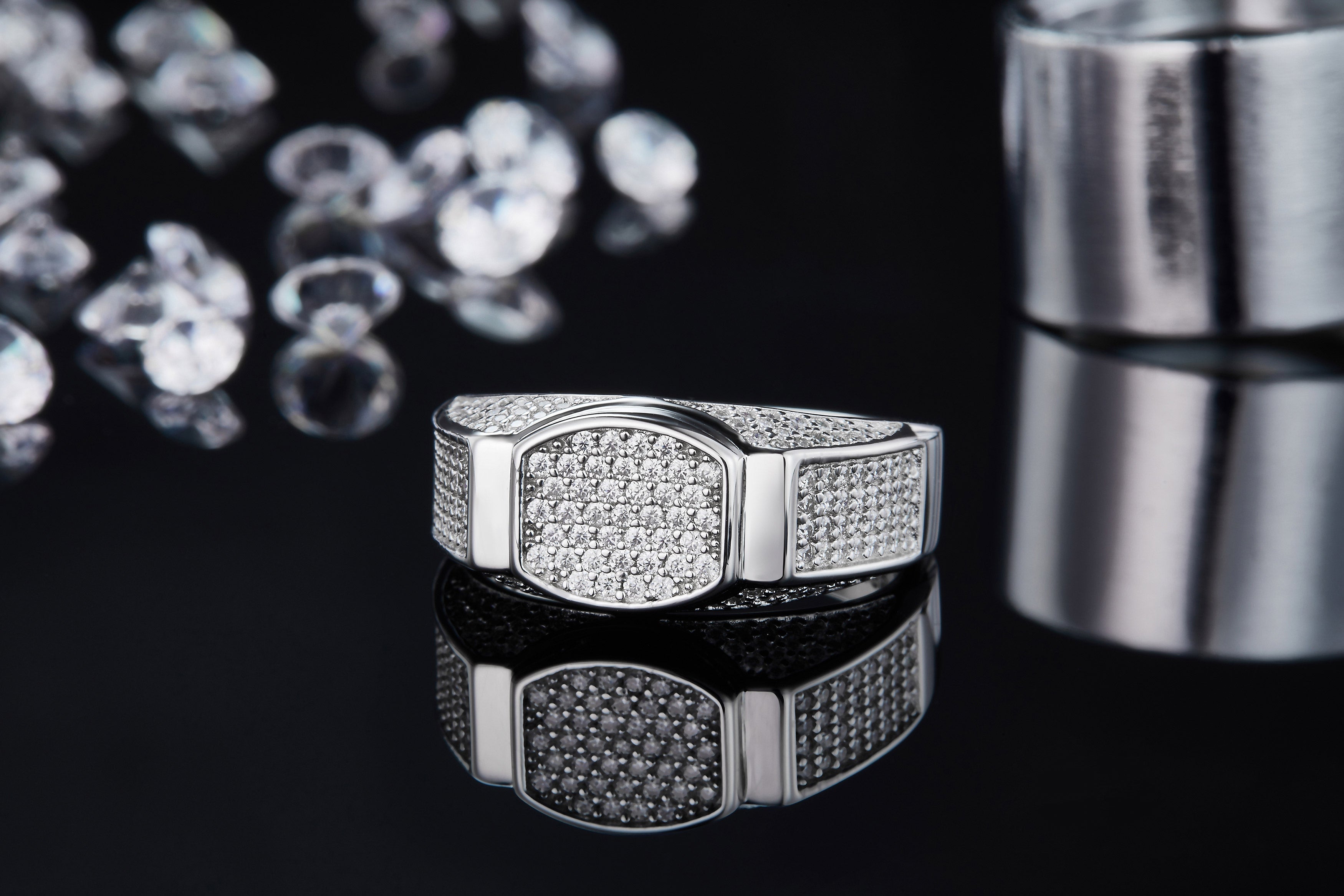 Men's Luxury And Fashionable Light Luxury Jewelry Silver Ring S925 Silver-plated Platinum Set With Top-quality Moissanite