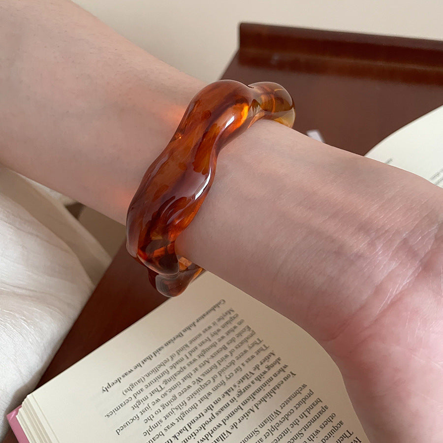 Acrylic Marbled Irregular Open Bracelet