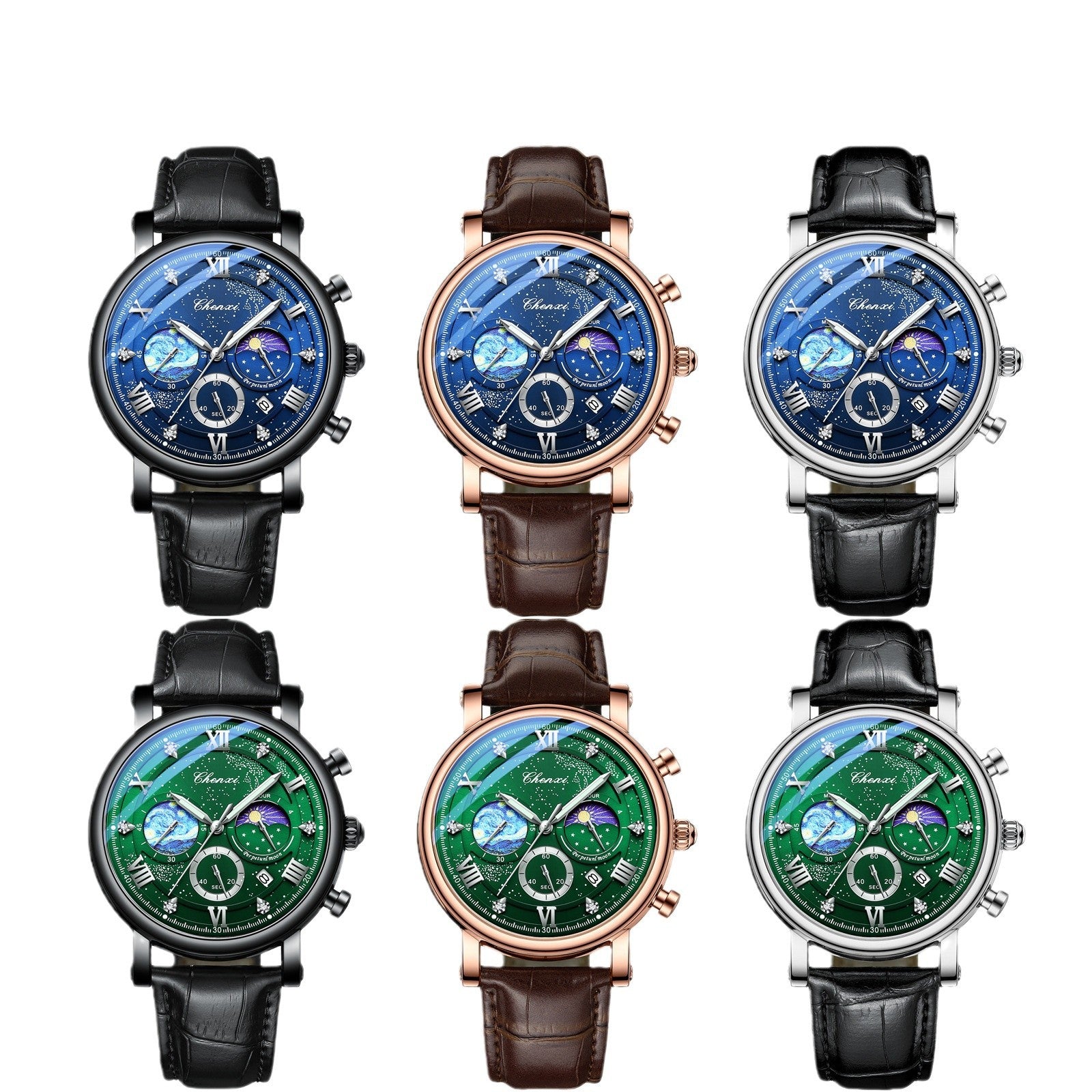 Multifunctional Luminous Moon Phase Calendar Watch